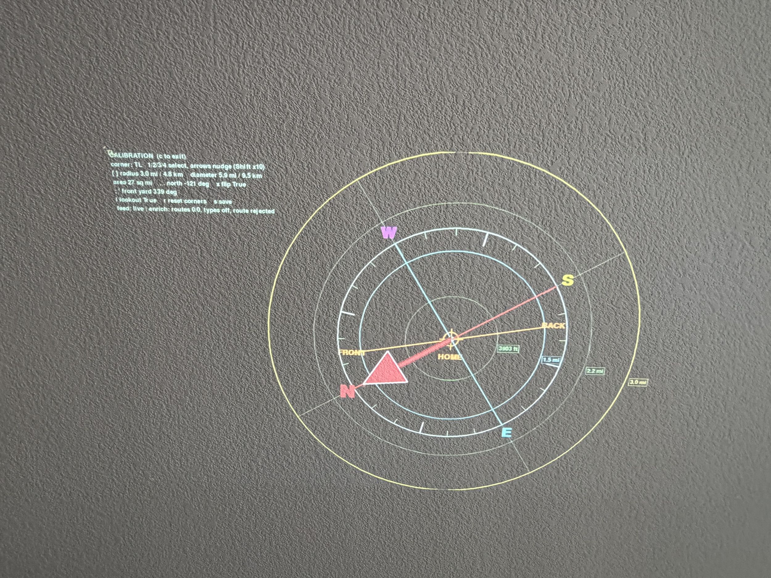 Final ceiling projection after compass and skew tuning